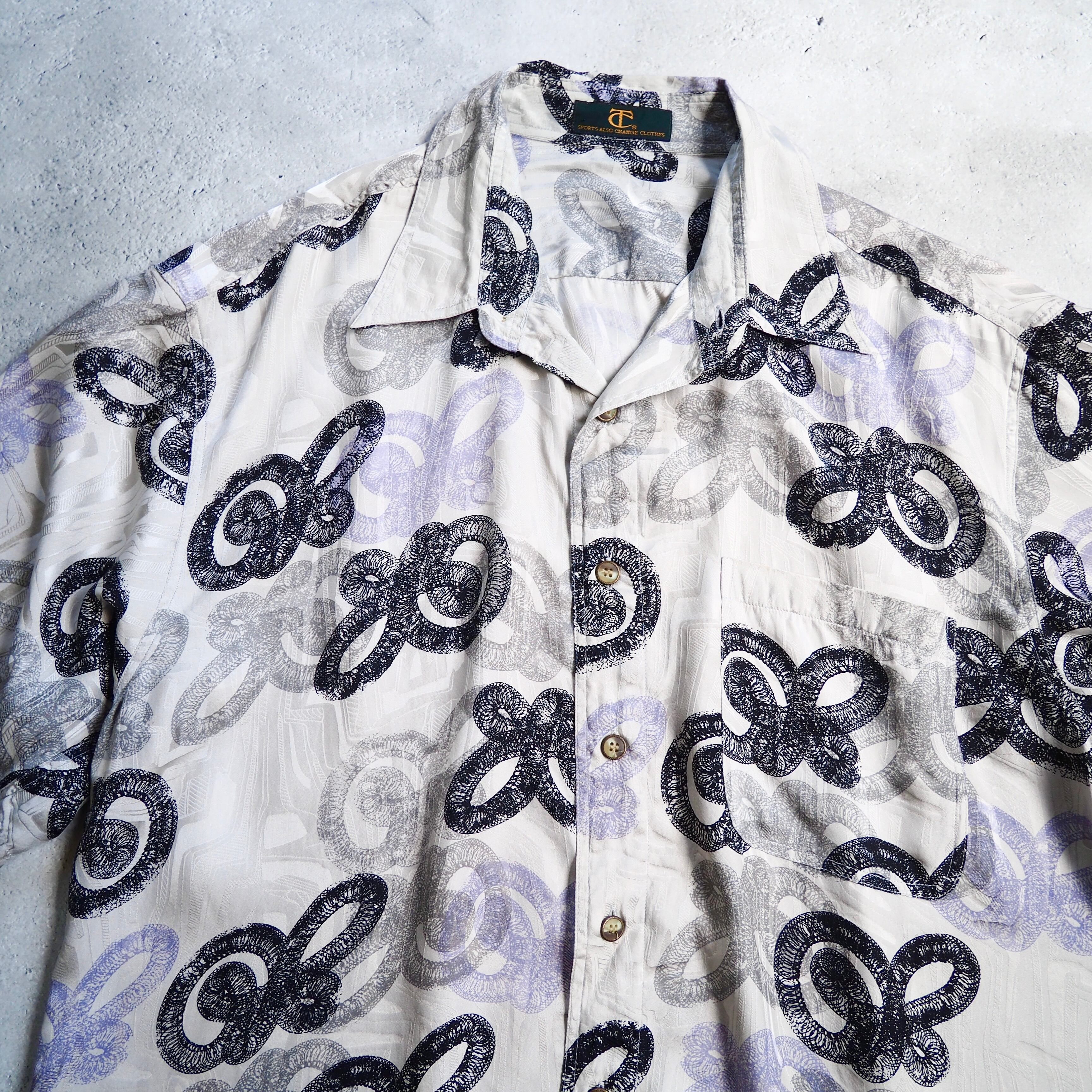 ” 捻縄 ” Tribal contemporary Art × Hidden pattern Drape SS silk Shirt
