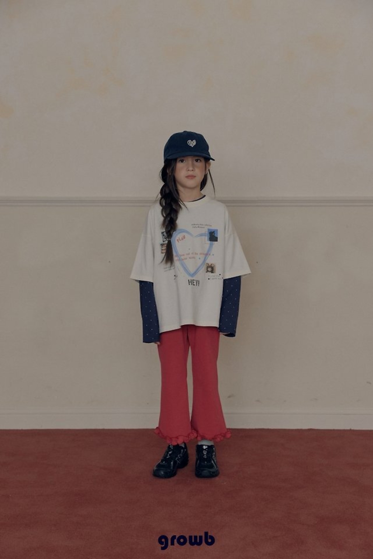 韓国子供服 / growb / モート Tシャツ / 秋服 *XS~JM*