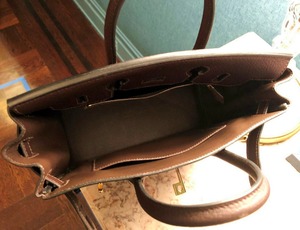 【エルメス】HERMES オータクロア28CM Fjordレザー EBENE BROWN（カーキ）GOLD金具