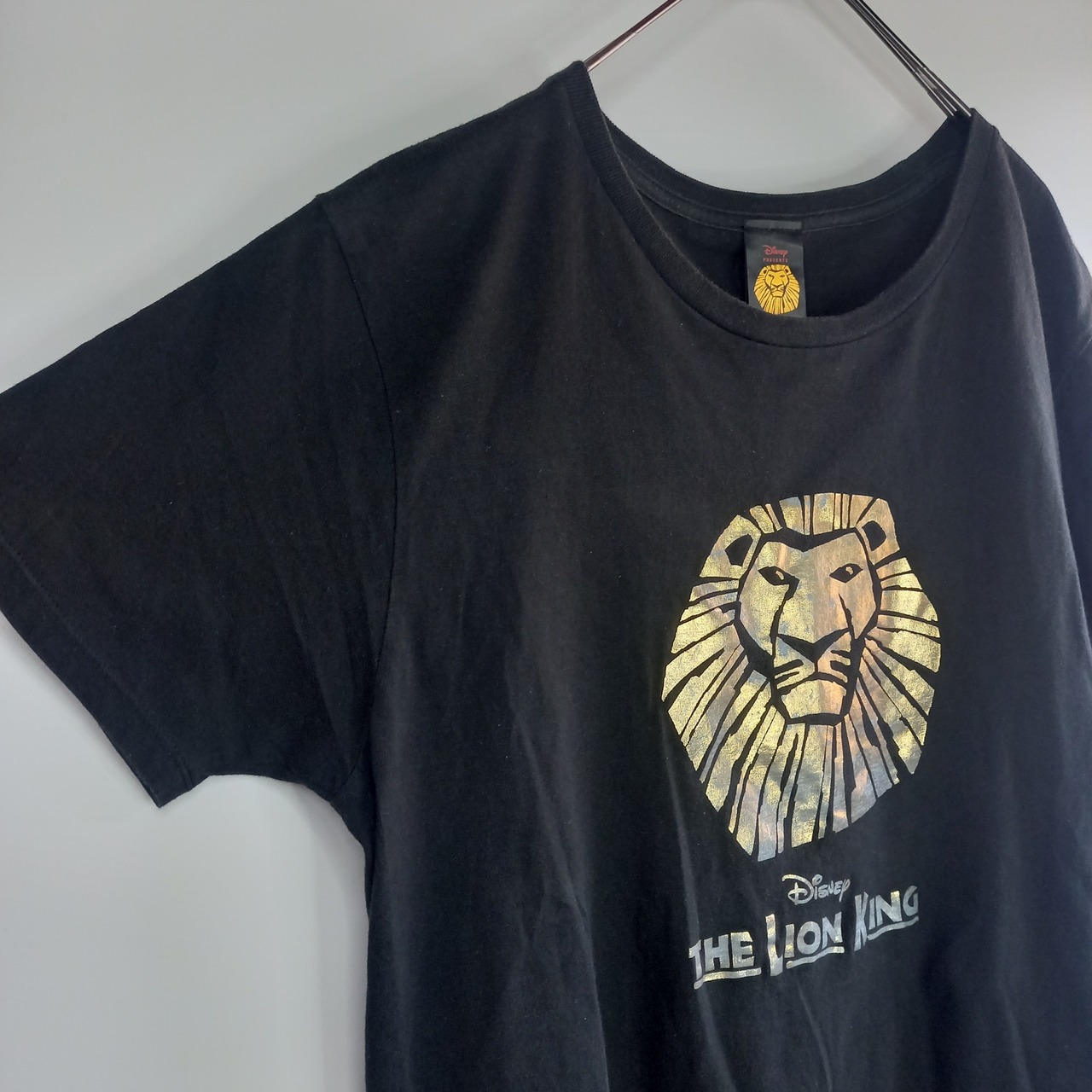 ディズニー　ライオンキング　クルーネック　カットソー　半袖　ビッグロゴ　黒　L
