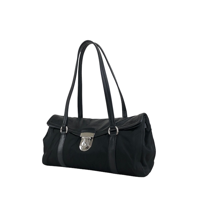 PRADA プラダ ハンドバッグ ブラック プッシュロック レザー vintage ヴィンテージ オールド pesttr