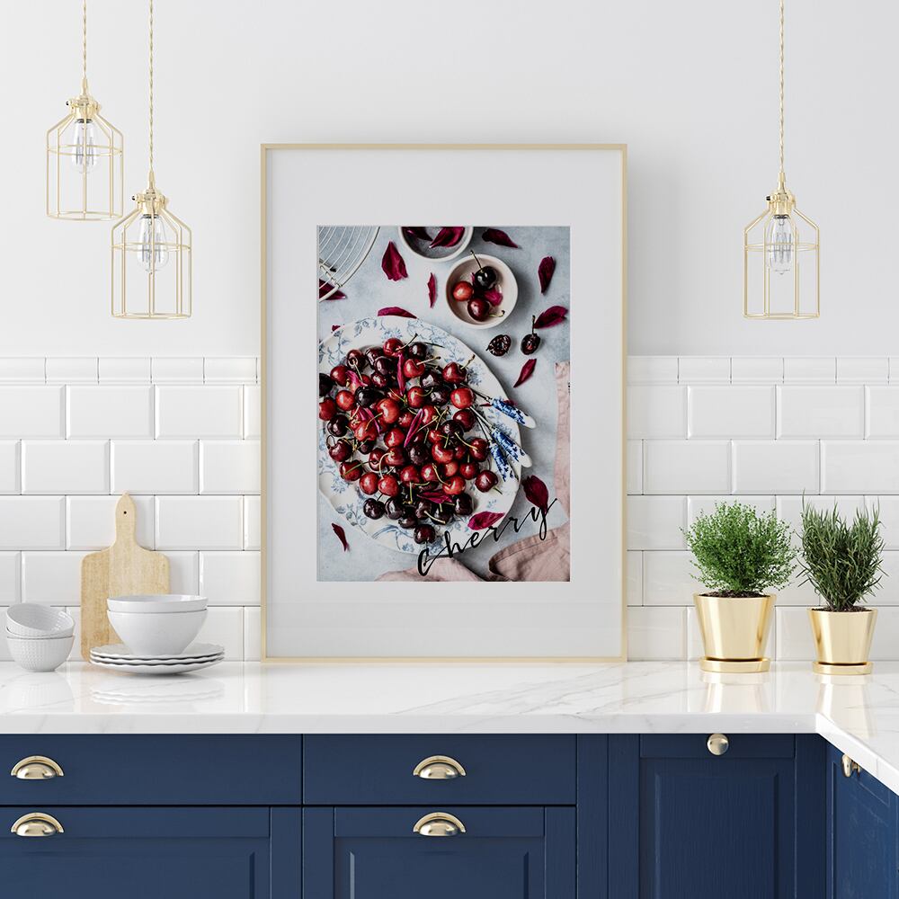 さくらんぼのフォトポスター / i1215 / イチゴ、ブルーベリー、チェリー、レモンなど キッチンポスター