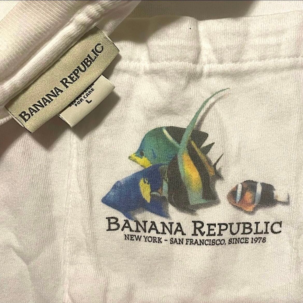 90s BANANA REPUBLIC ビンテージ Tシャツ バナリパ アニマル ポケT
