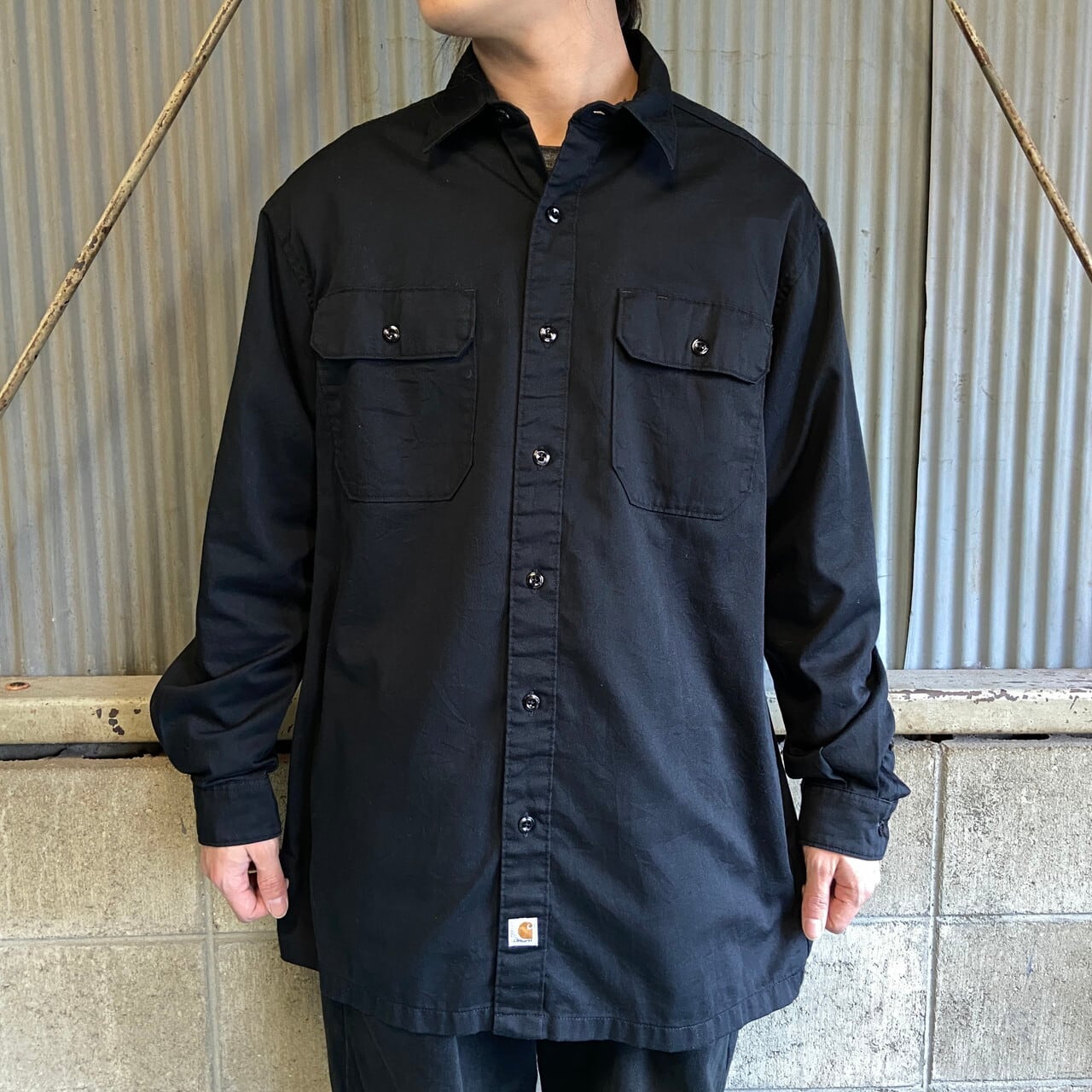 Carhartt カーハート ワークシャツ メンズL 古着 ワンポイントロゴ 