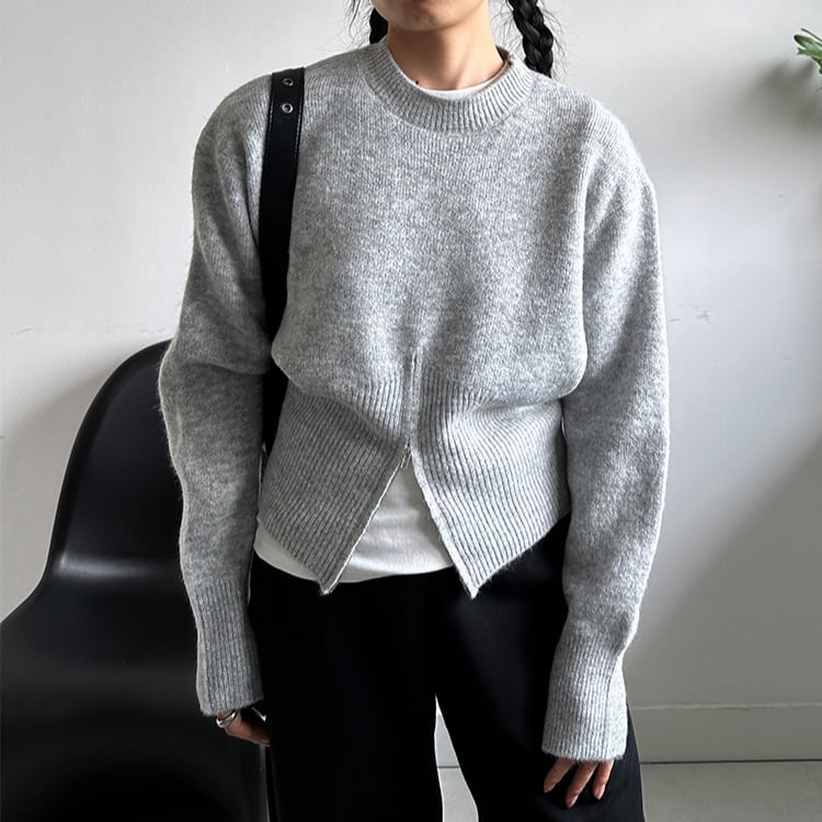 前後切り替えジップニットトップス R30416