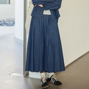 denim long skirt　J00487