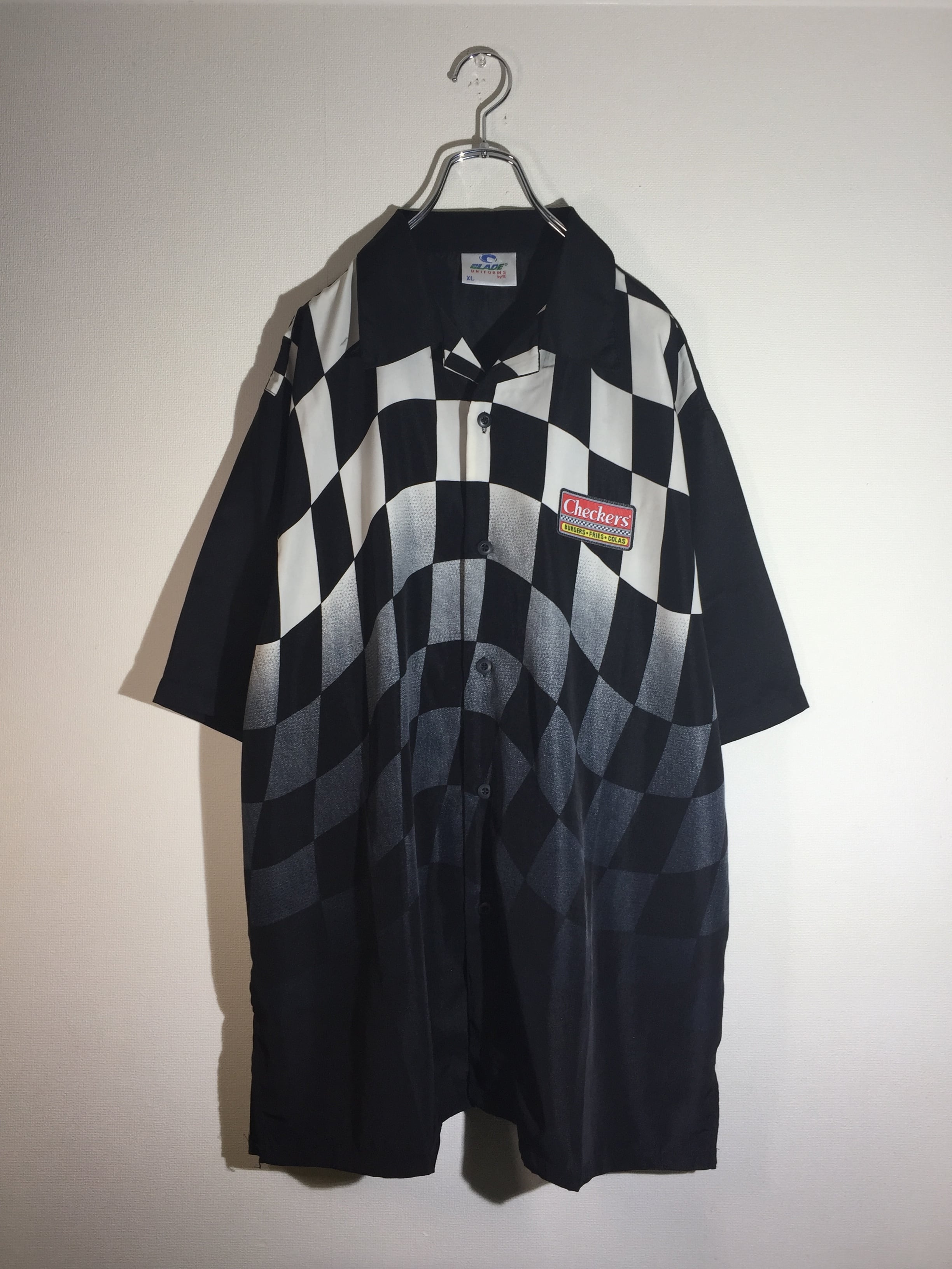 チェッカーフラッグシャツ ワッペン グラデーション | 古着屋 KafuCa
