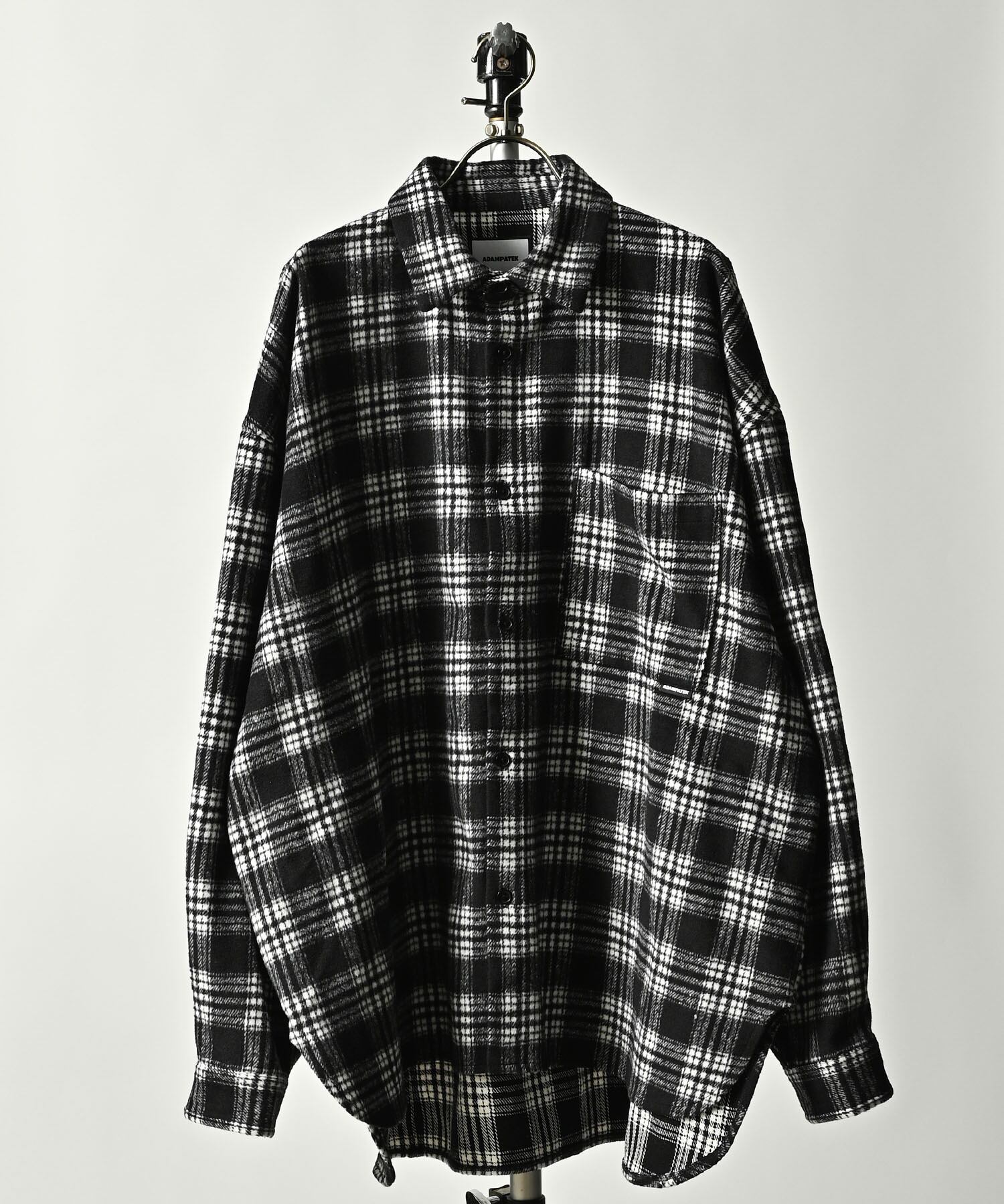 新品 アダムパテック brushed check loose shirtオレンジ