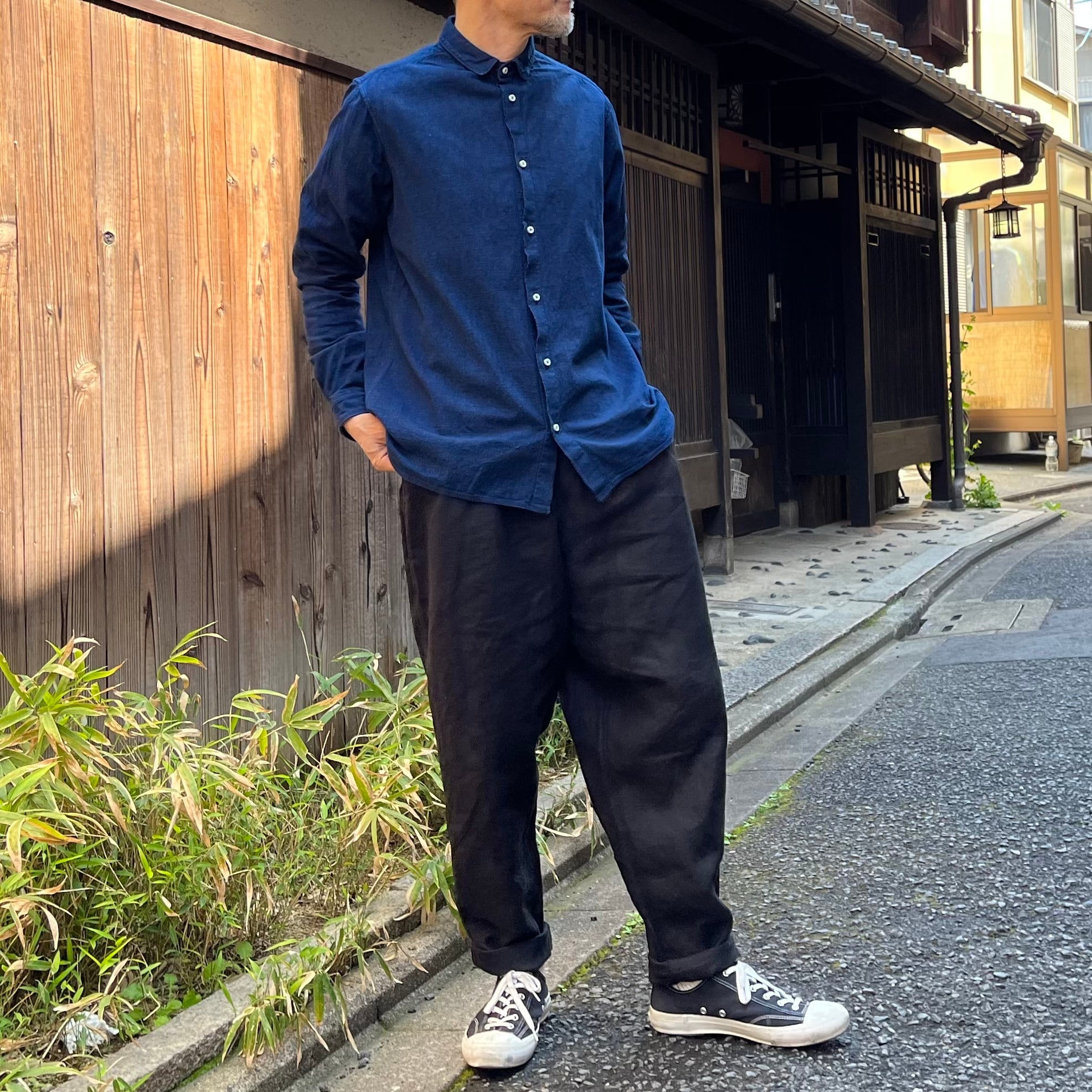 MITTAN SH62-MO 岡崎木綿シャツ(森くみ子さんによる藍染)size MITTAN SH62-MO 岡崎木綿シャツ(森くみ子さんによる藍染)size