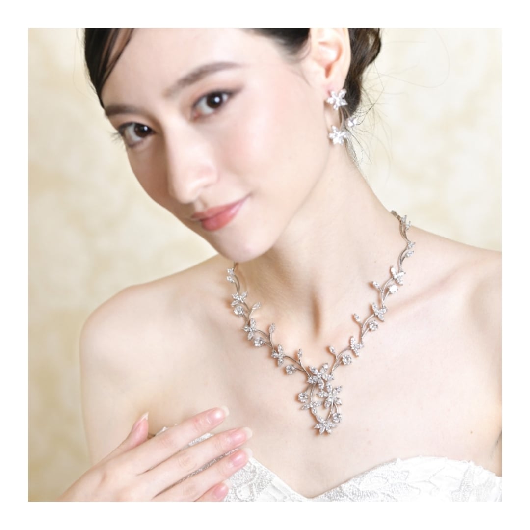 ネックレス・ピアスorイヤリングセット ウェディングアクセサリー cz ネックレス・ピアスorイヤリングセット ウェディングアクセサリー cz