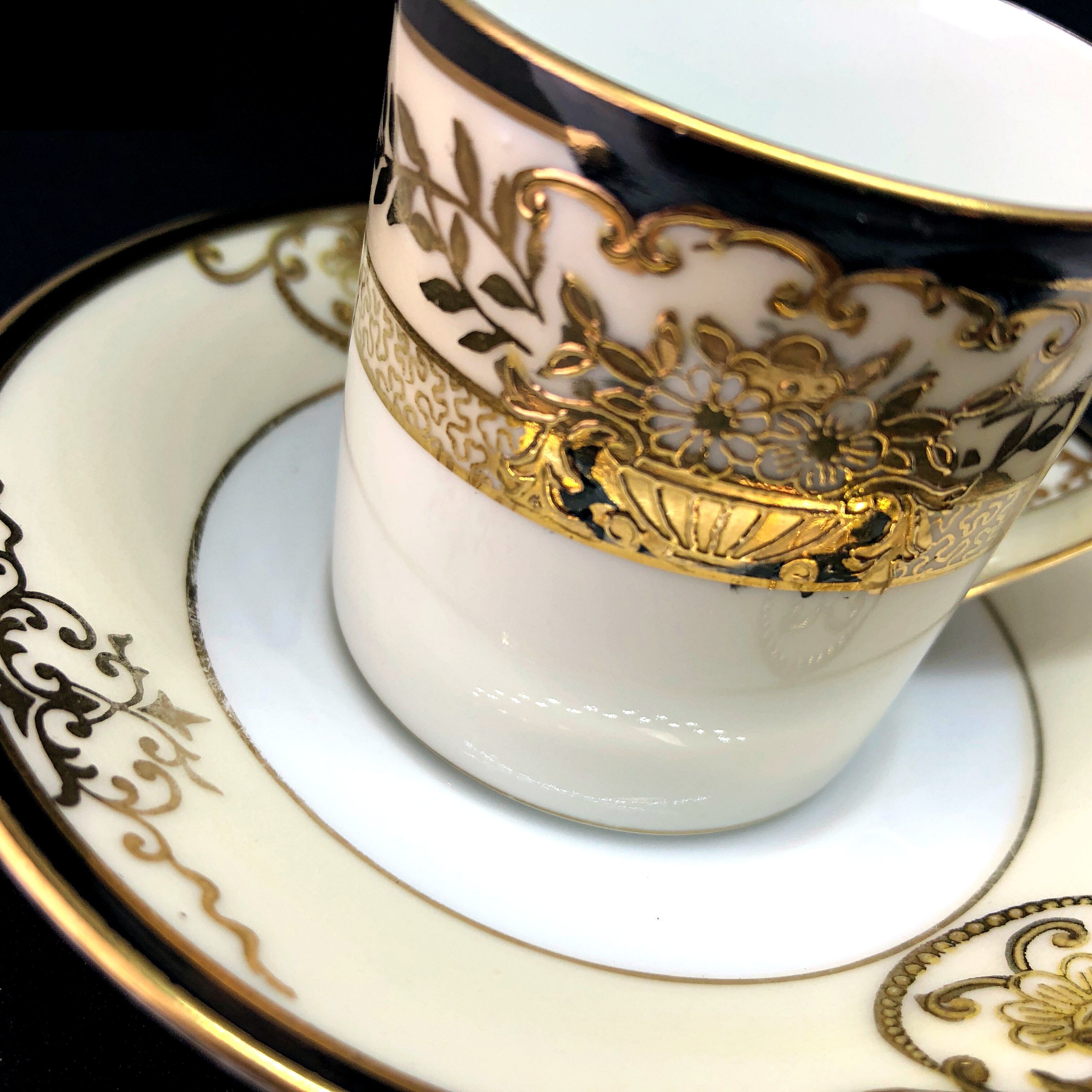 オールドノリタケ 金盛上 金盛上花籠紋 キャビネット C&S 黒華籠 