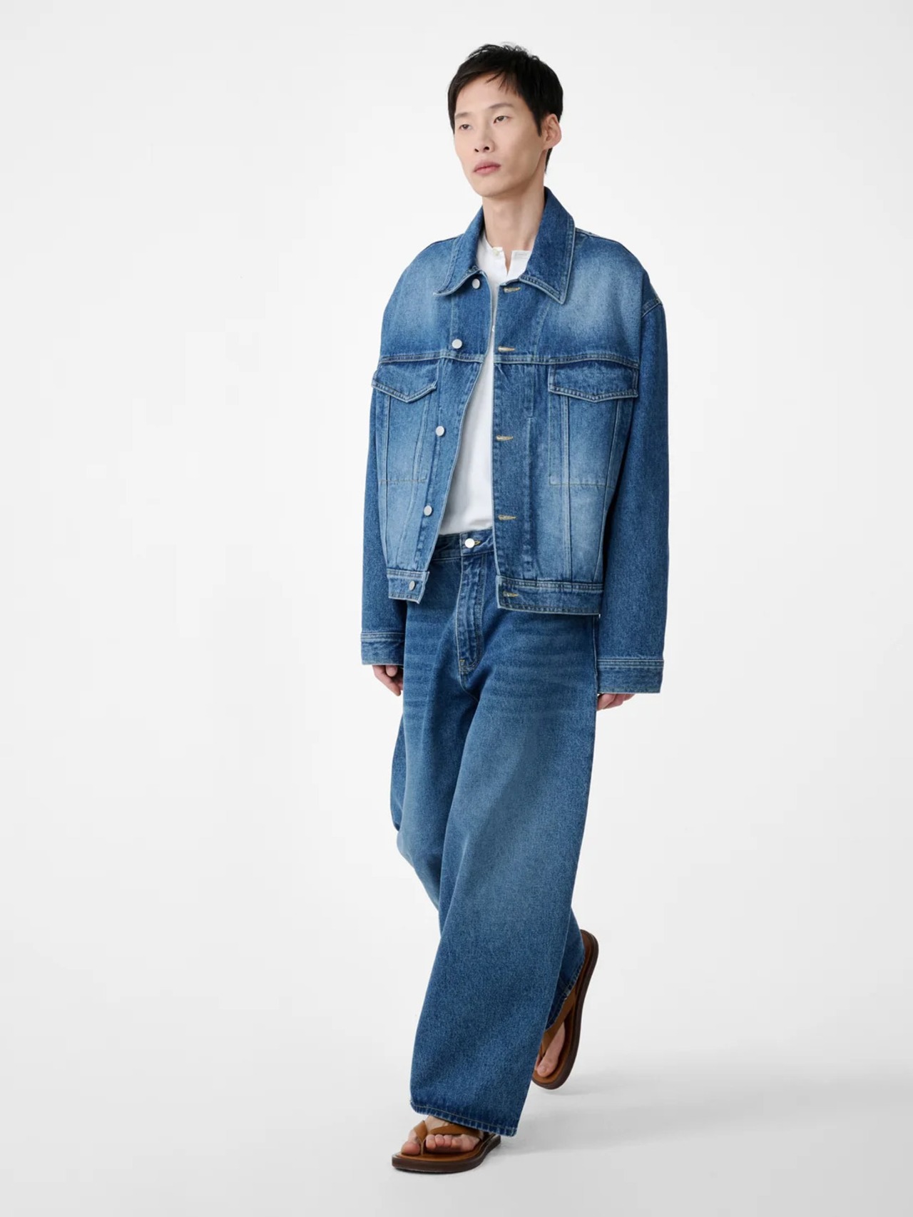 STUDIO NICHOLSON "PAOLO" DENIM PANT IN WORN WASH INDIGO