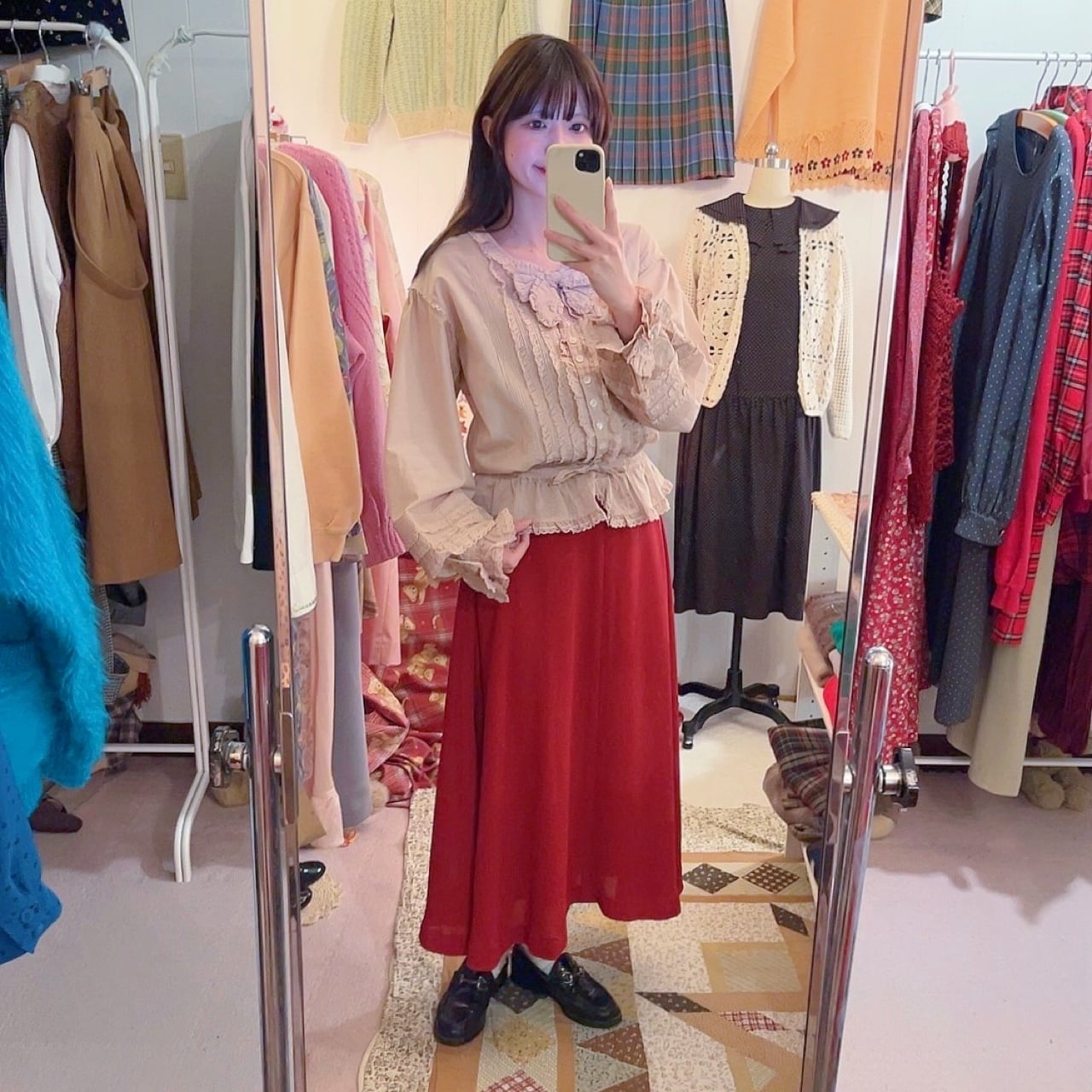 PINKHOUSE / pale pink frill ribbon blouse