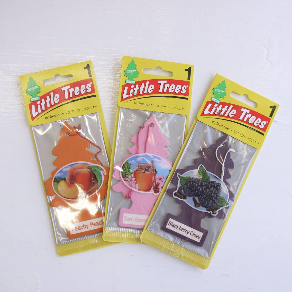 ★ハワイアン雑貨★Little Tree/リトルツリー エアフレッシュナー/3点セット/芳香剤/ブラックべリー/ピーチ/チェリーブロッサム