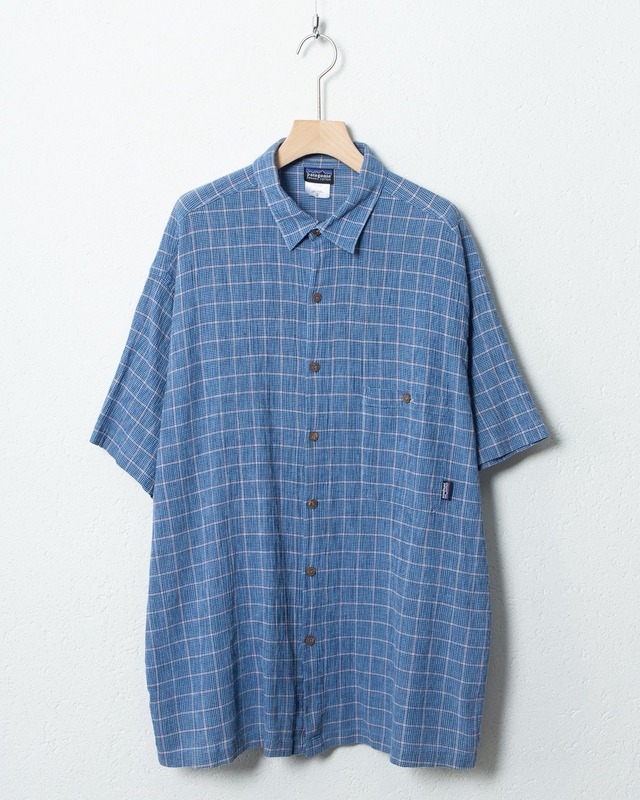 "Patagonia" check patterned orgnic coton short sleeve shirt / Made In PORTUGAL