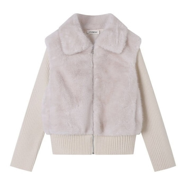Fur knit combi jacket　B3578