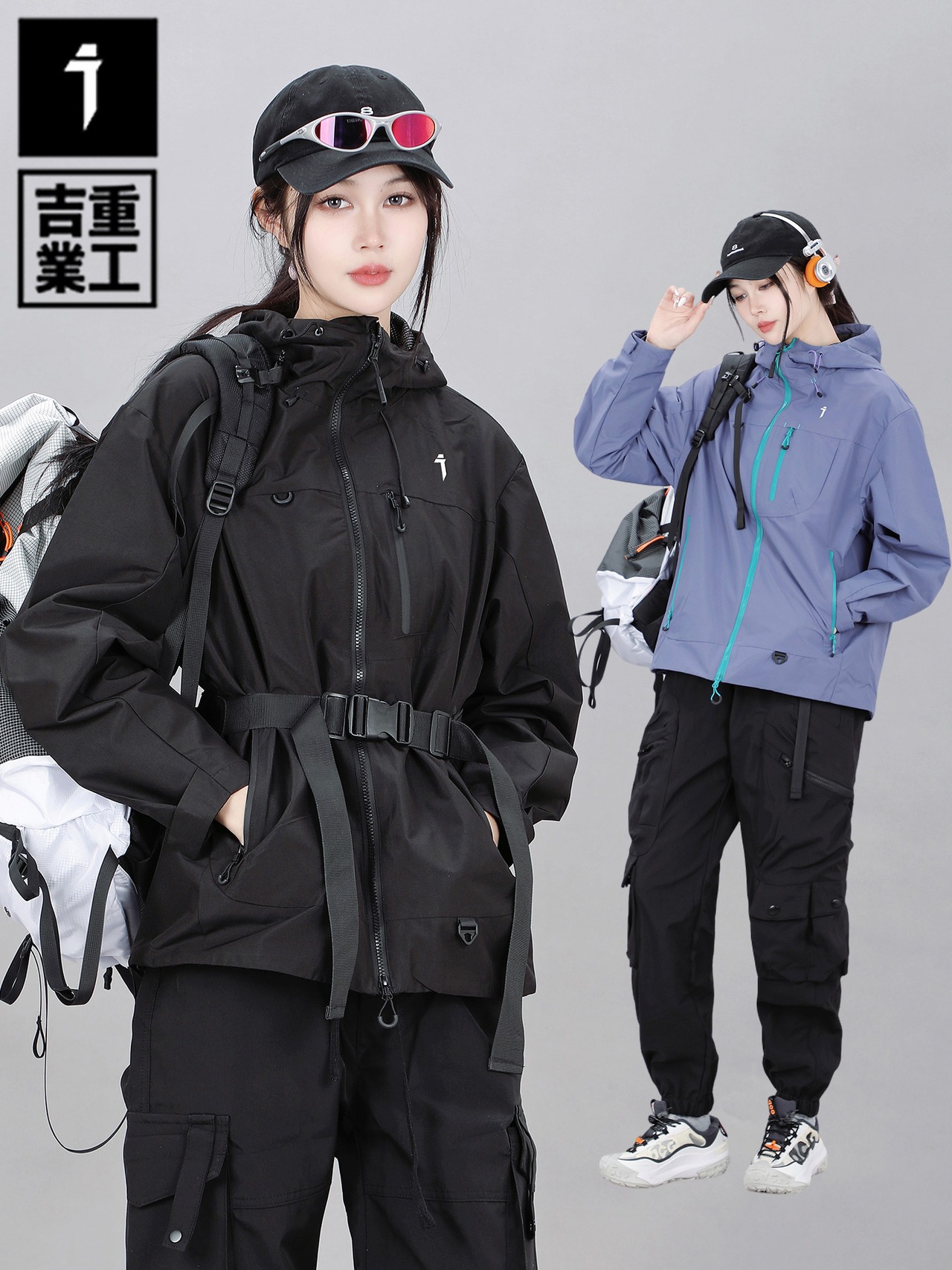 JIYEIND  ルーズフィット フーデッド マウンテンパーカ