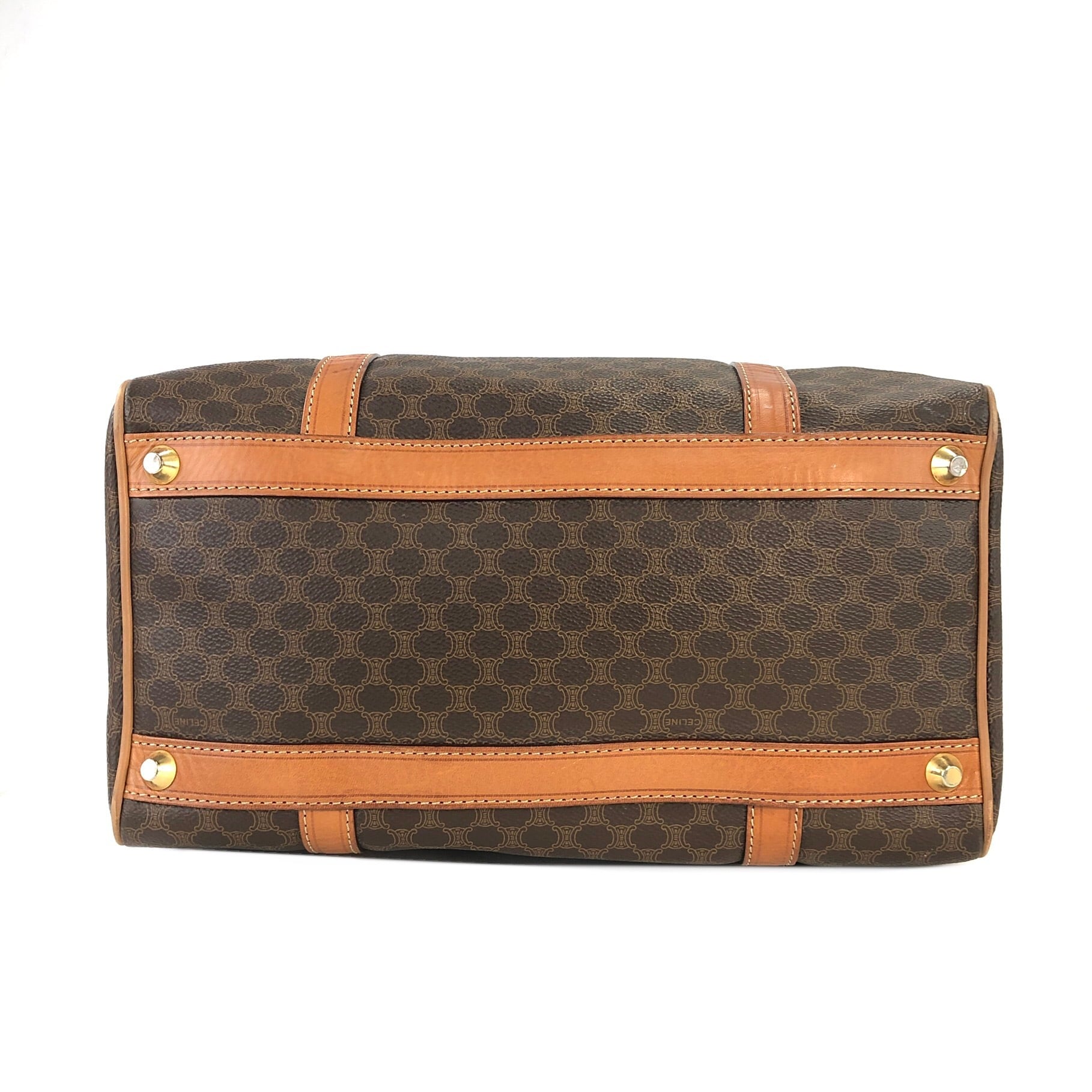 CELINE セリーヌ マカダム ブラゾン ボストンバッグ ブラウン vintage