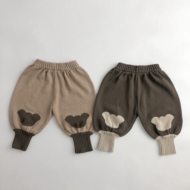 【BABY&KID】韓国風 クマニットパンツ