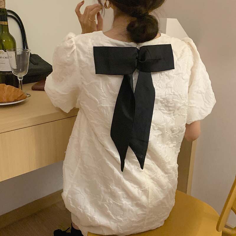 カラードレス サマー薄手スリーブショートスカート リボン 夏物 ピュア ビッグFスモールZ韓国62214345509