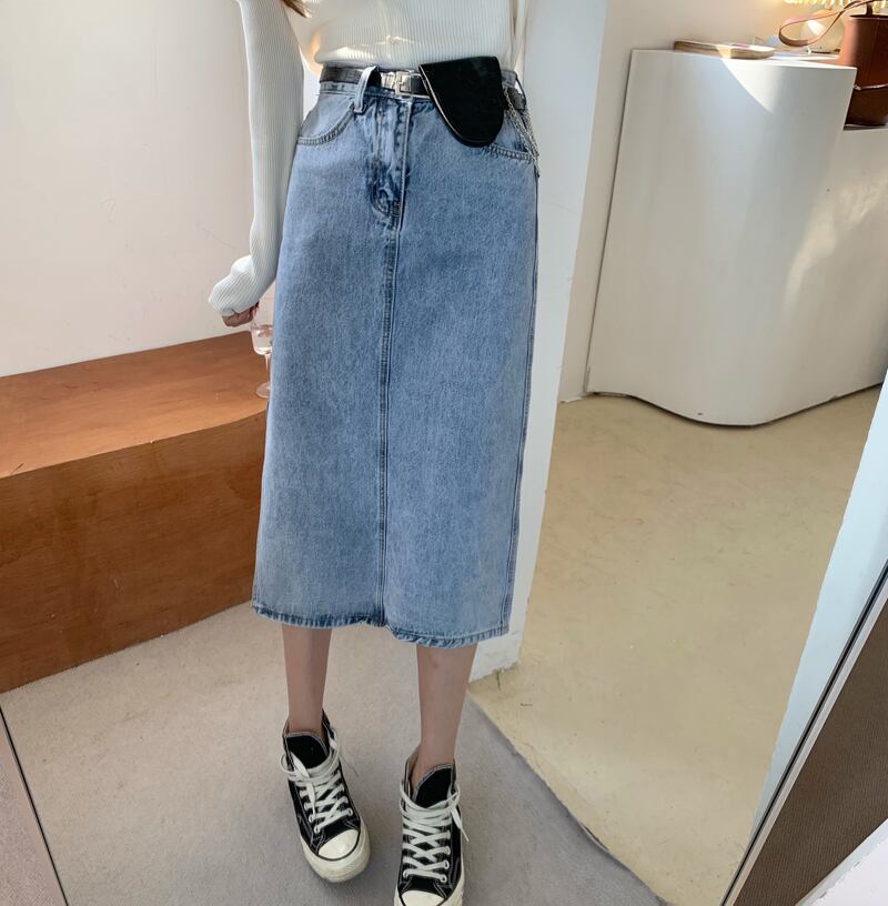 スプリングサイドスリット薄手Aライン ハイウェスト 春物 スカート ビッグFスモールZ韓国55565508388