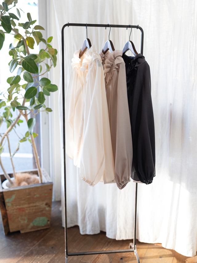 [Cloth&Cross]ビエラダブルフリルカラーリボンブラウス