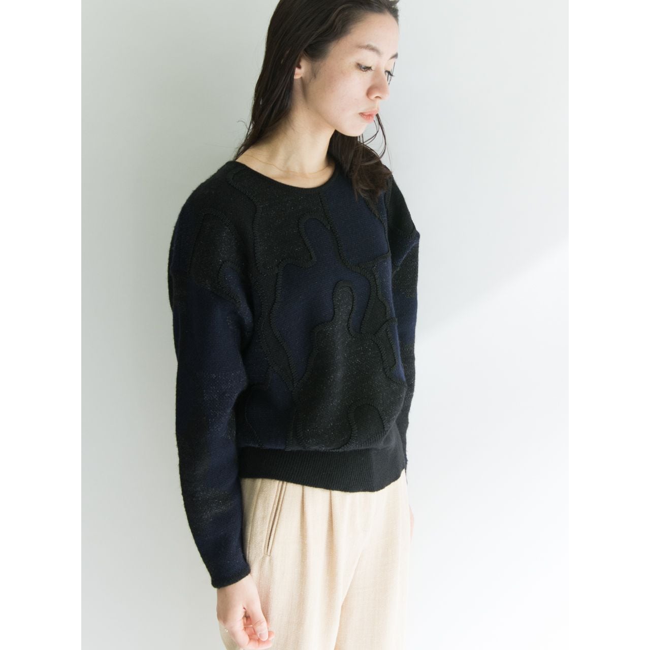 【Salvatore Ferragamo】Made in Italy 80's crew neck pullover knit（サルヴァトーレ フェラガモ イタリア製 クルーネックデザインニットプルオーバー）3a