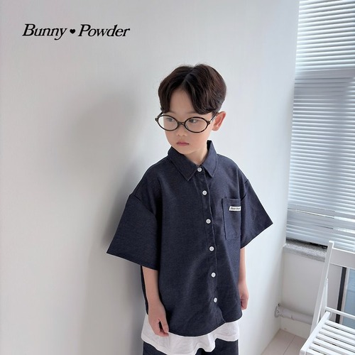 [Bunny Powder] Feature) Denim Short-sleeve Shirt / [버니파우더] 기획)데님반팔남방