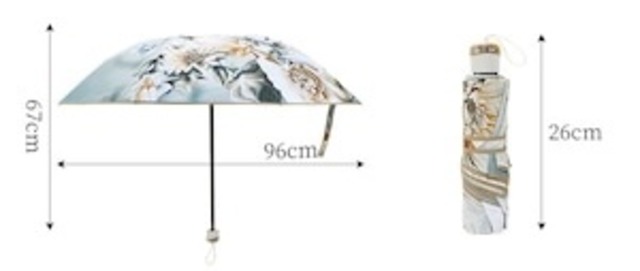 大判花柄×薄あさぎ色　三つ折り傘　[sam018]