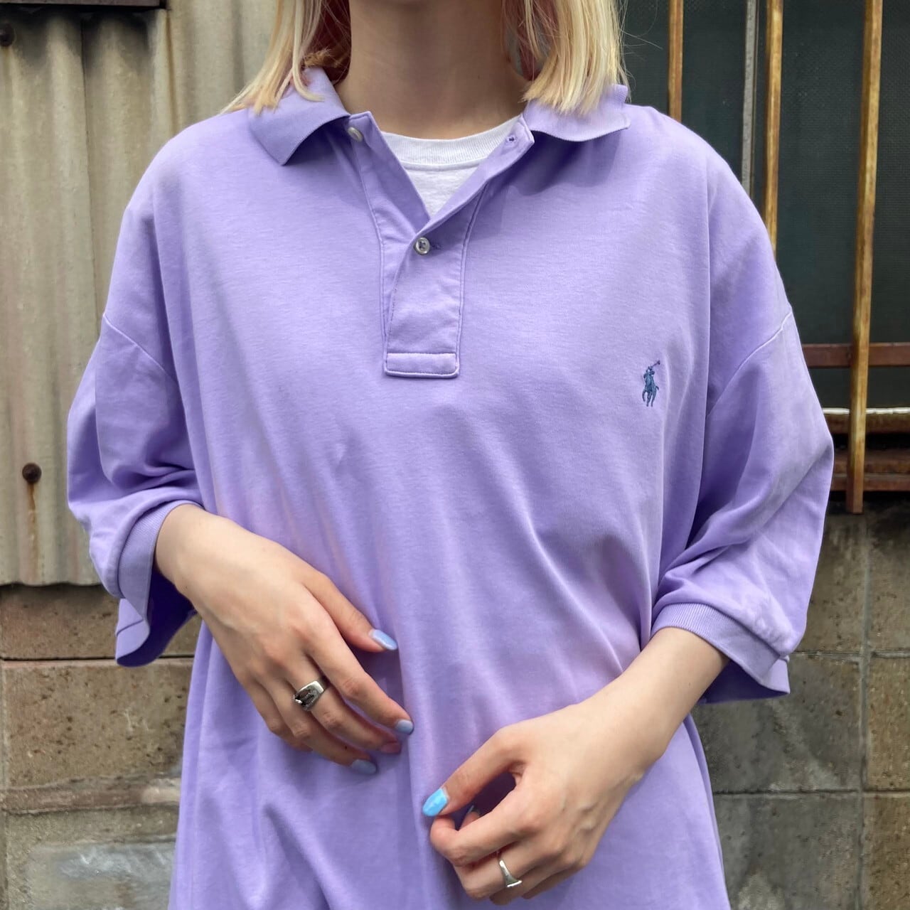 ビッグサイズ Polo Ralph Lauren ポロラルフローレン ポロシャツ メンズ3xl相当 古着 ワンポイントロゴ刺 ライトパープル ラベンダー 薄紫色 大きいサイズ ポロシャツ Cave 古着屋 公式 古着通販サイト