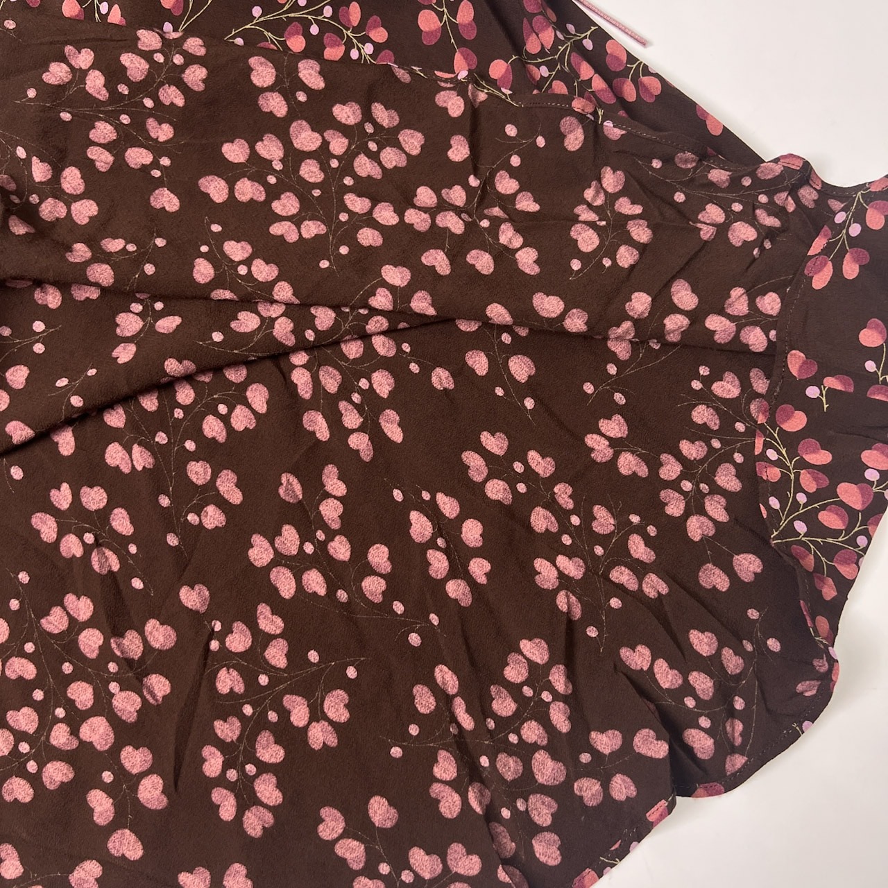 rebecca taylor レベッカテイラー フレンチスリーブ 総柄 フレアワンピース ロング丈 2/ブラウン