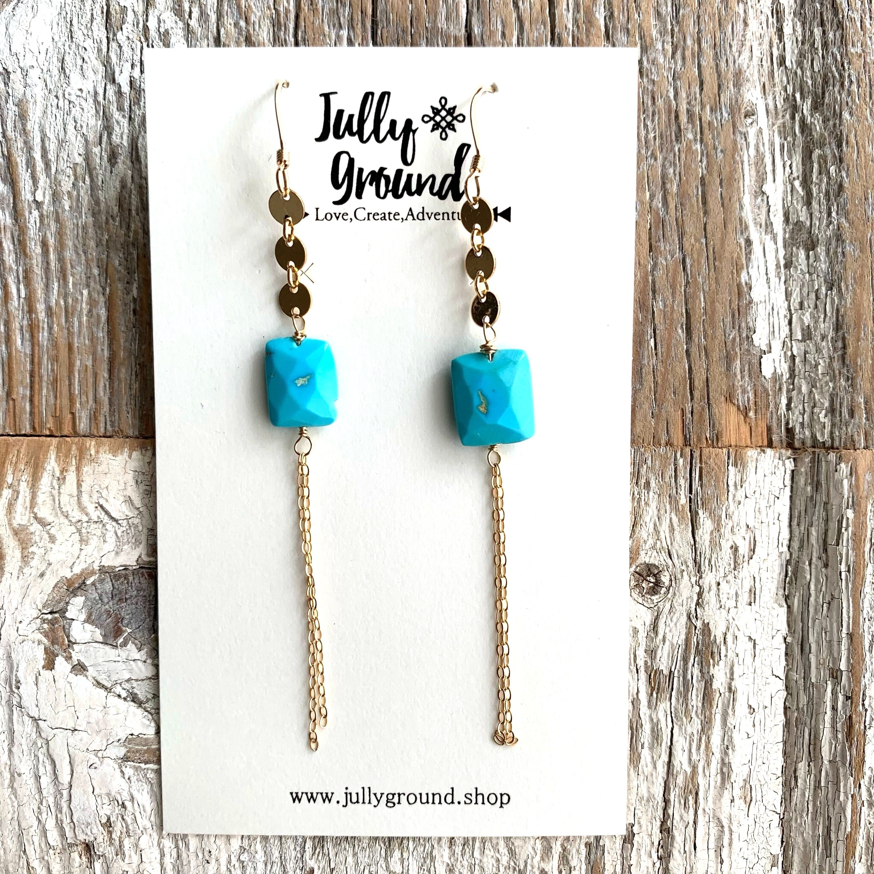 <14KGF>Sleeping Beauty turquoise&チェーンピアス