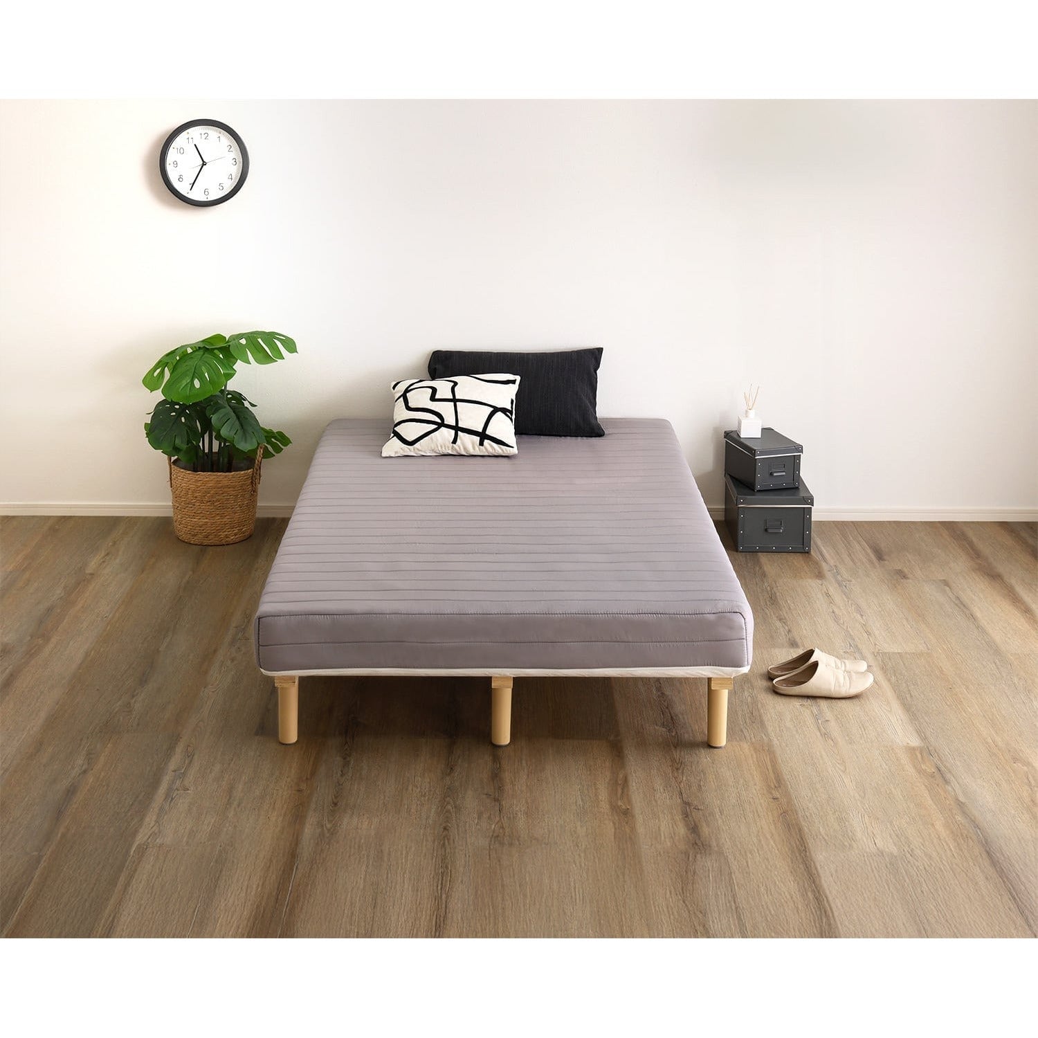 夫婦 カップル 脚付きポケットコイルロールマットレス すのこベッド セミダブルサイズ 幅120×奥行195cm 洗える