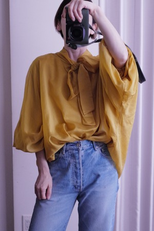 dolman bow/tie blouse yellow