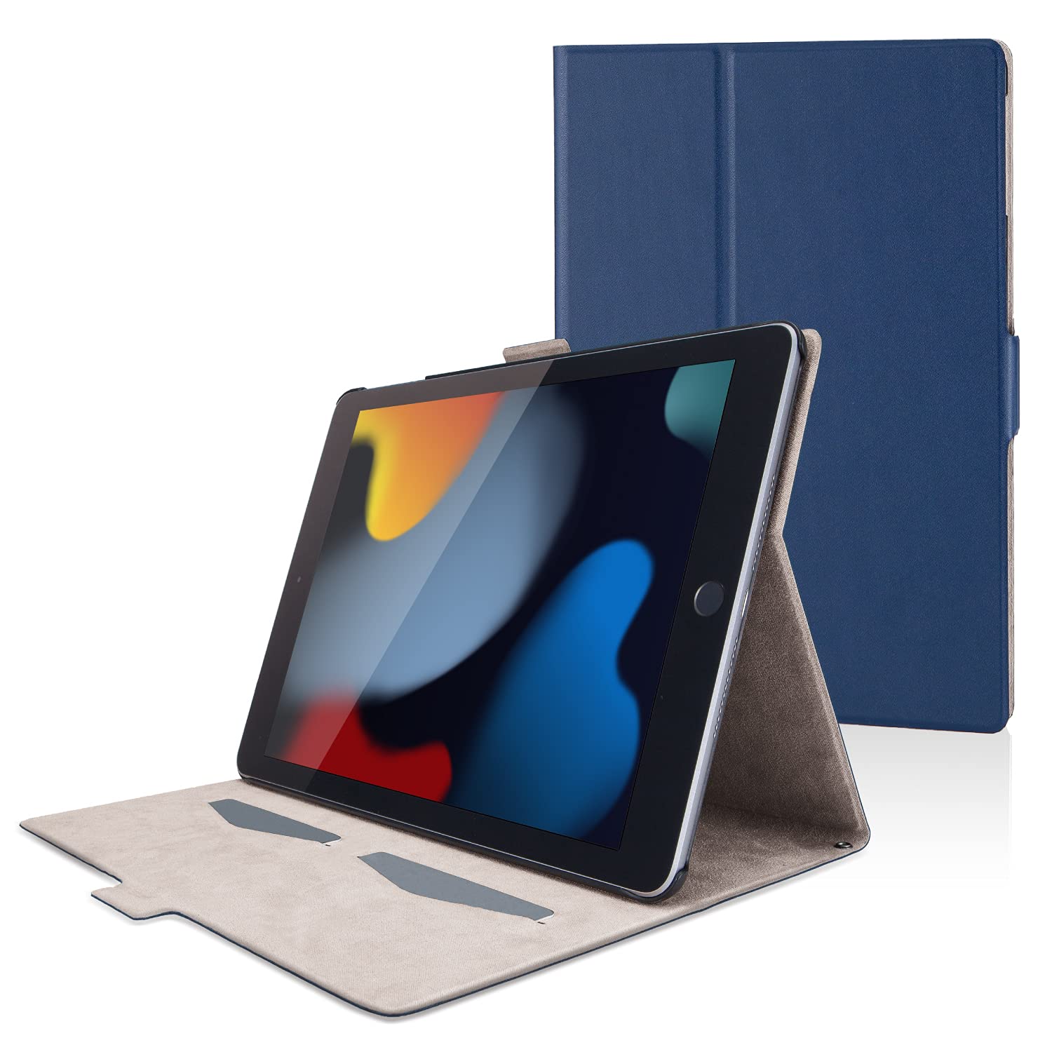エレコム iPad 10.2 第9/8/7世代 (2021/2020/2019年) ケース オートスリープ対応 フリーアングル ソフトレザー ネイビー TB-A19RWVFUNV