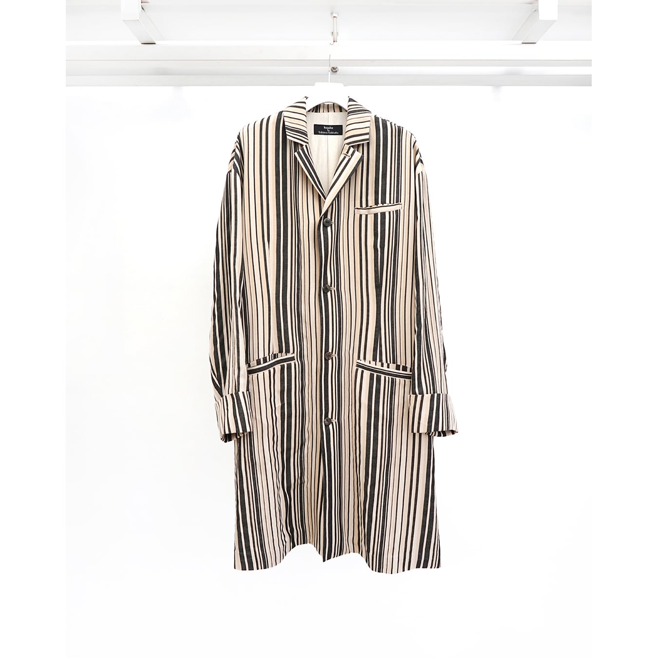 kujaku] (クジャク) C-466-1 Striped Long Chester Coat | Clique