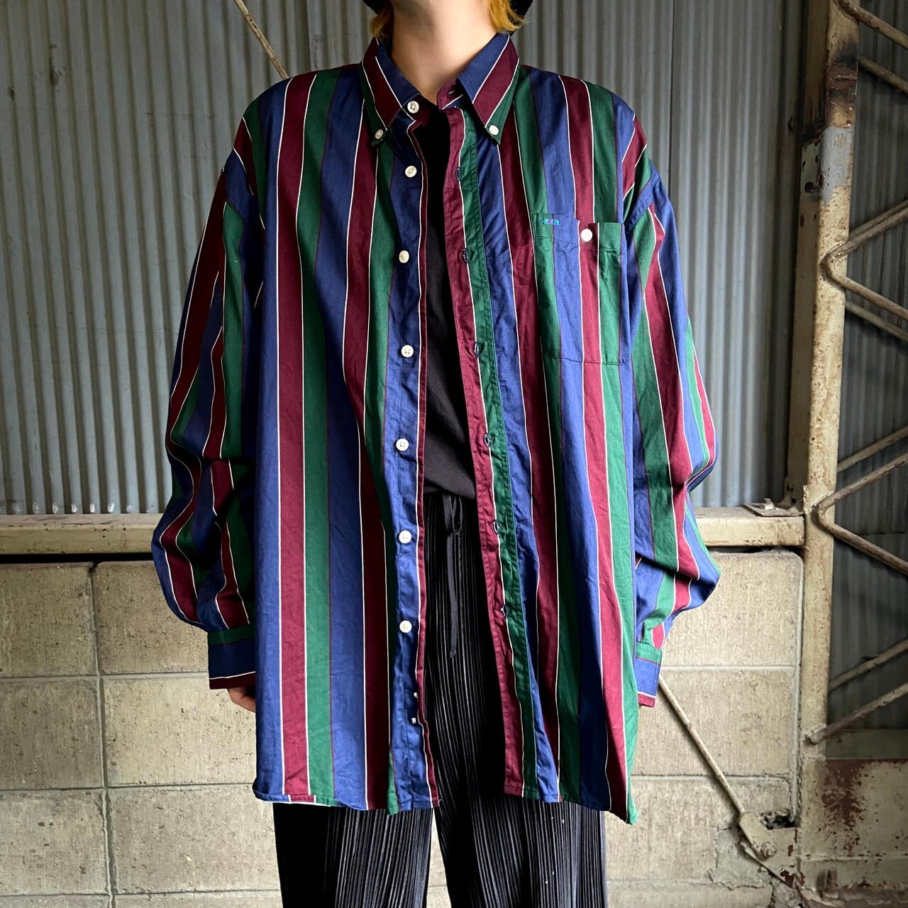 古着 ビンテージ 長袖 シャツ オーバーサイズ ポリシャツ ピスタチオ 長袖シャツ | 【公式】Thrift Tokyo & TAROCK 古着・ヴィンテージ通販