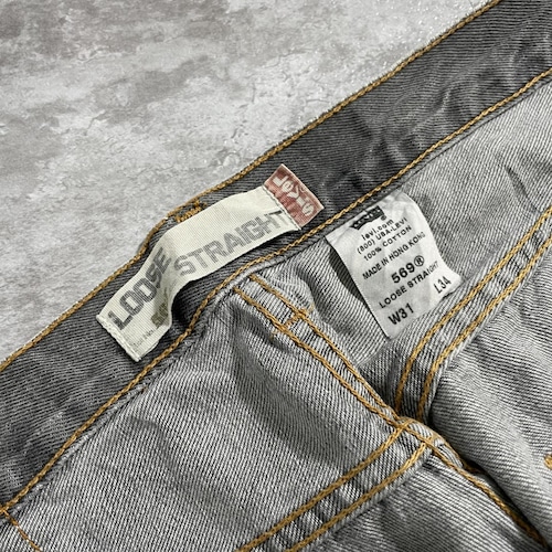 【W31 L34】 香港製 usa levi's 先染ブラック 569 詳細写真5
