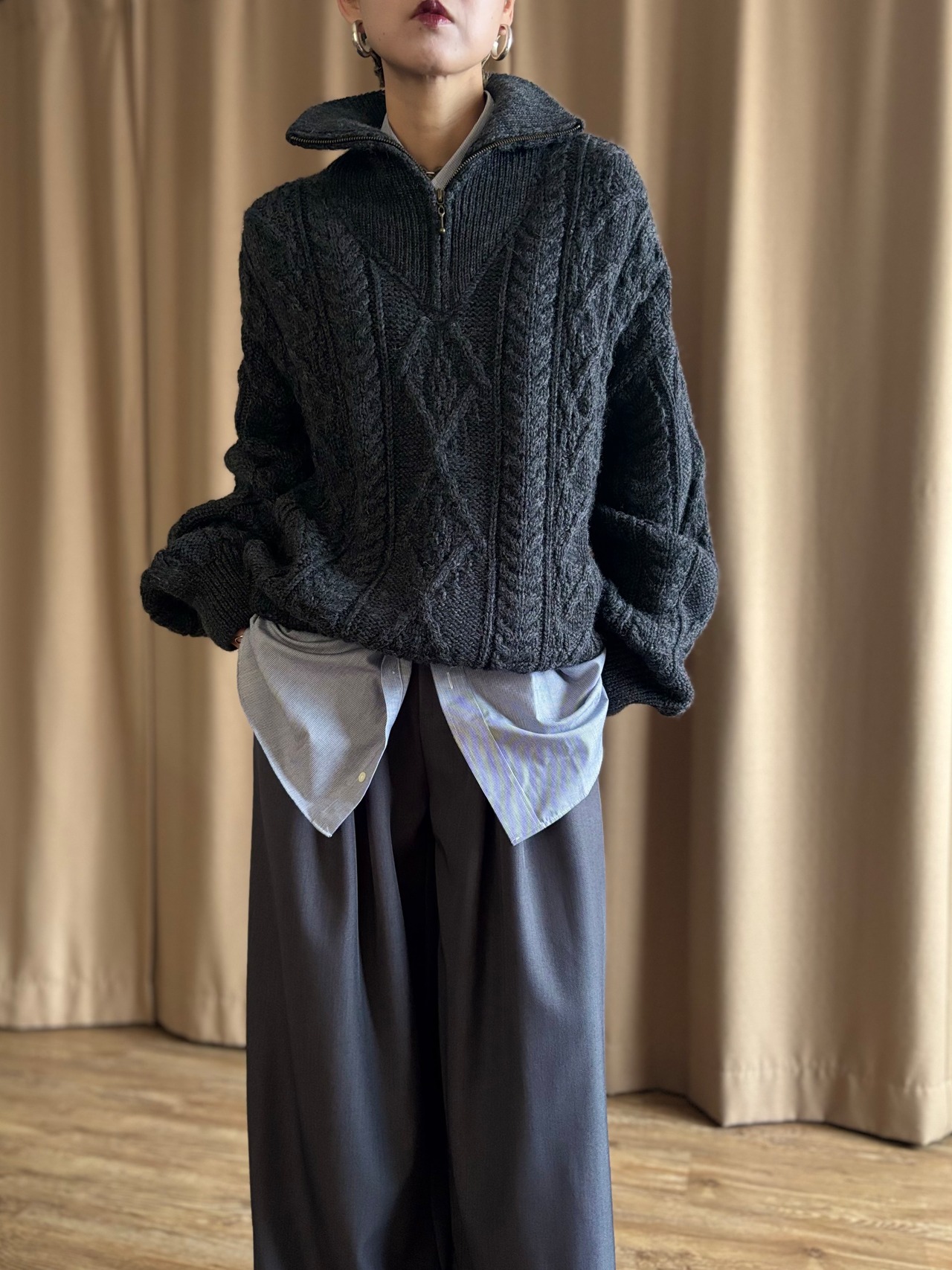 MADE IN IRELAND half zip wool knit-5103-12