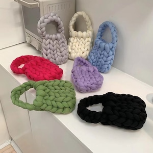 giant knit bag 7colors / ジャイアント ニット ミニ バッグ マンドゥー チャンキー 毛糸 太編み 韓国雑貨