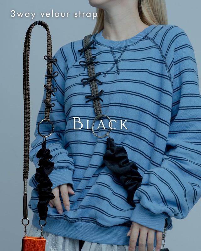 【残り5点】3way velour strap Black