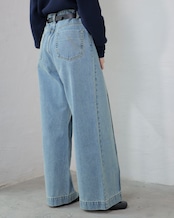 FOURAM - TUCKED DENIM PANTS ：Black｜インタックデザイン／すっきり見えデニムパンツ