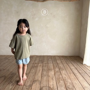 【Bella bambina】ふんわりシルエットの無地T カーキ 80~130cm 240723