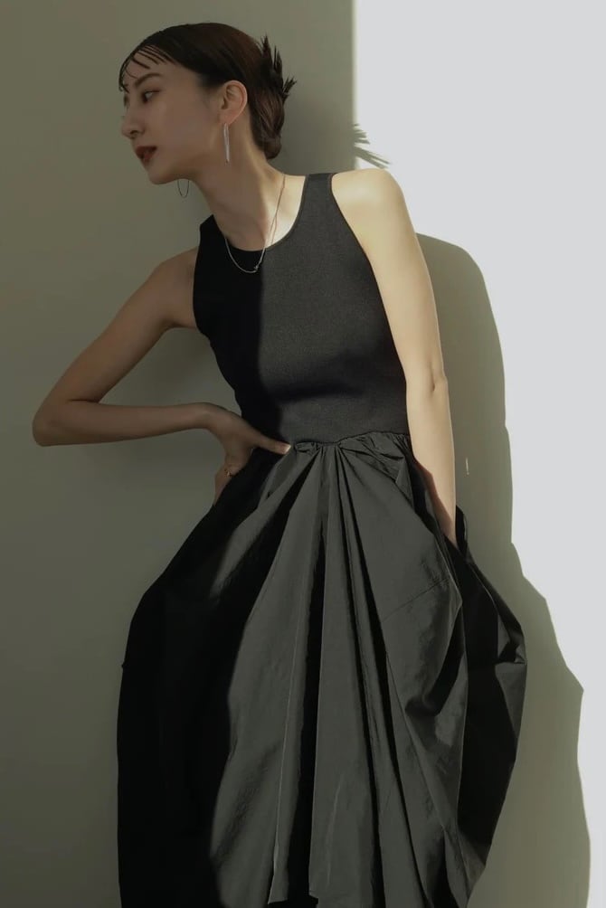 louren docking cocoon dress ドッキングコクーンドレス Black | planet3rd 