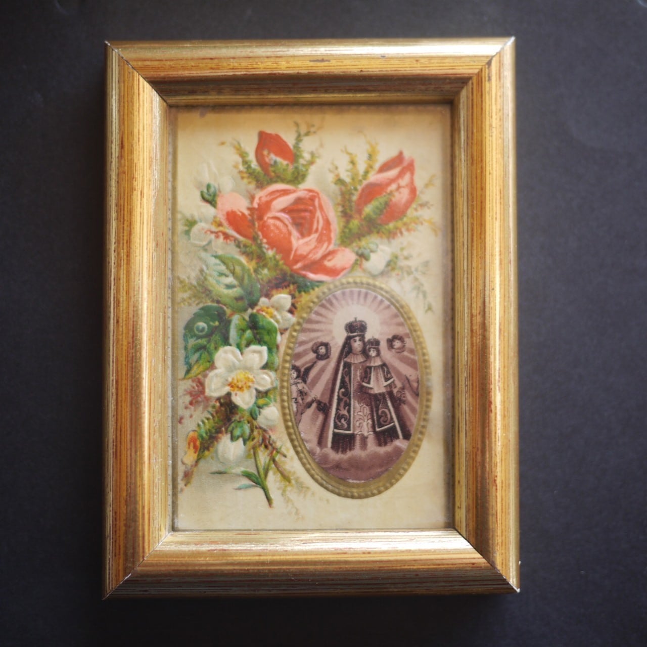 バラの花束と聖母子像 ホーリーカードフレーム