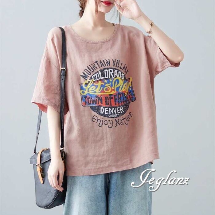 4色 Tシャツ トップス ロゴ プリント ドロップショルダー(MA366)ρ