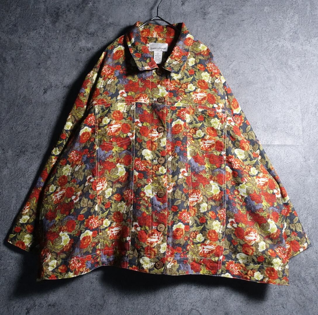 Multicolor Flower Pattern Desgin Trucker Jacket