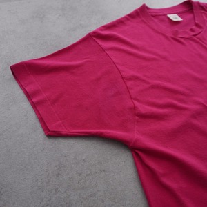 90s FRUIT OF THE LOOM Pocket TEE solid pink "made in USA" [L] 古着