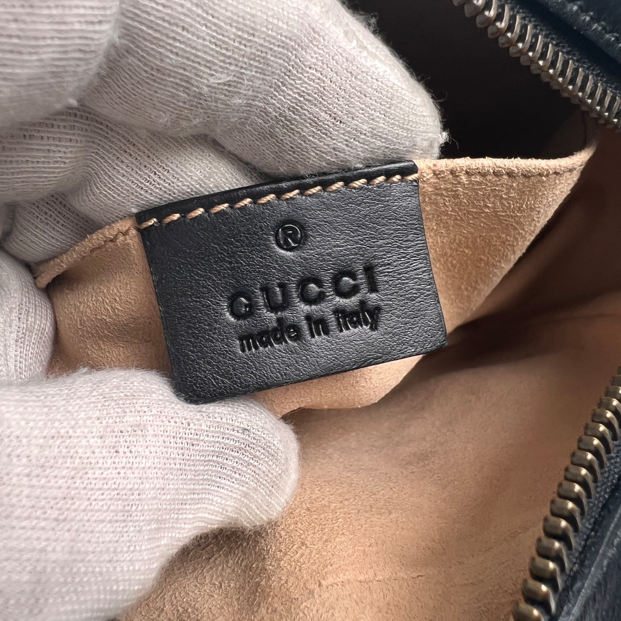 GUCCI グッチ GGマーモント レザー ショルダーバッグ 黒 A-13078