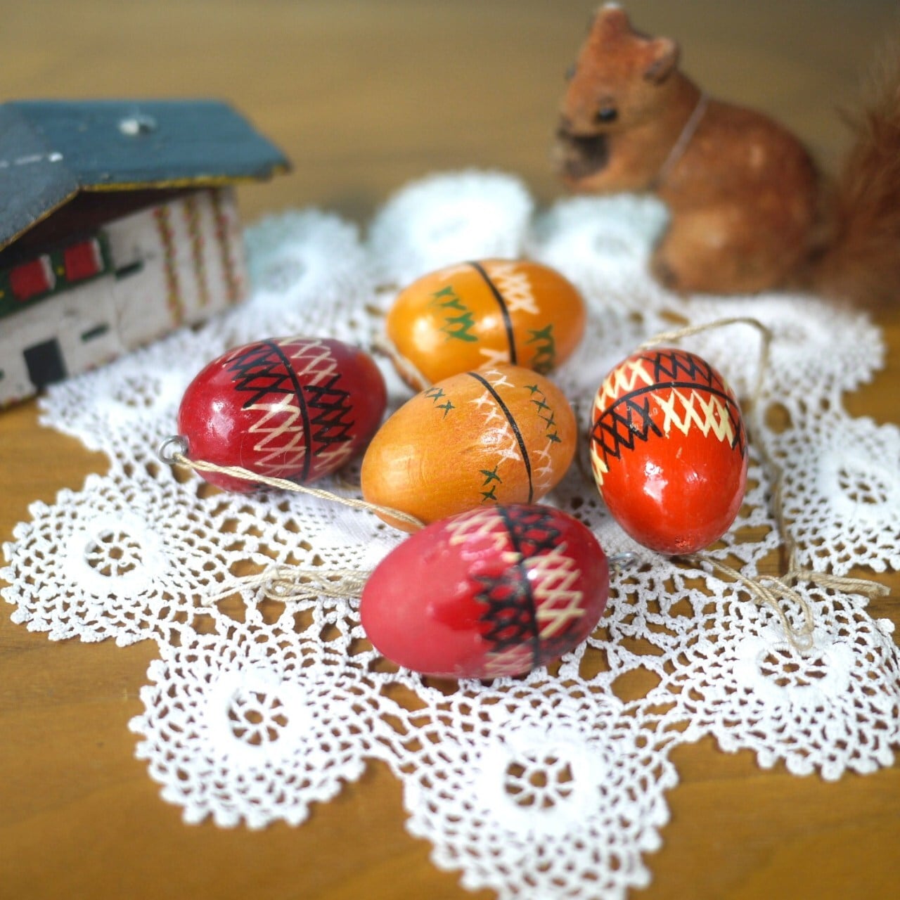 木製イースターエッグ5P フォークロア ドイツ